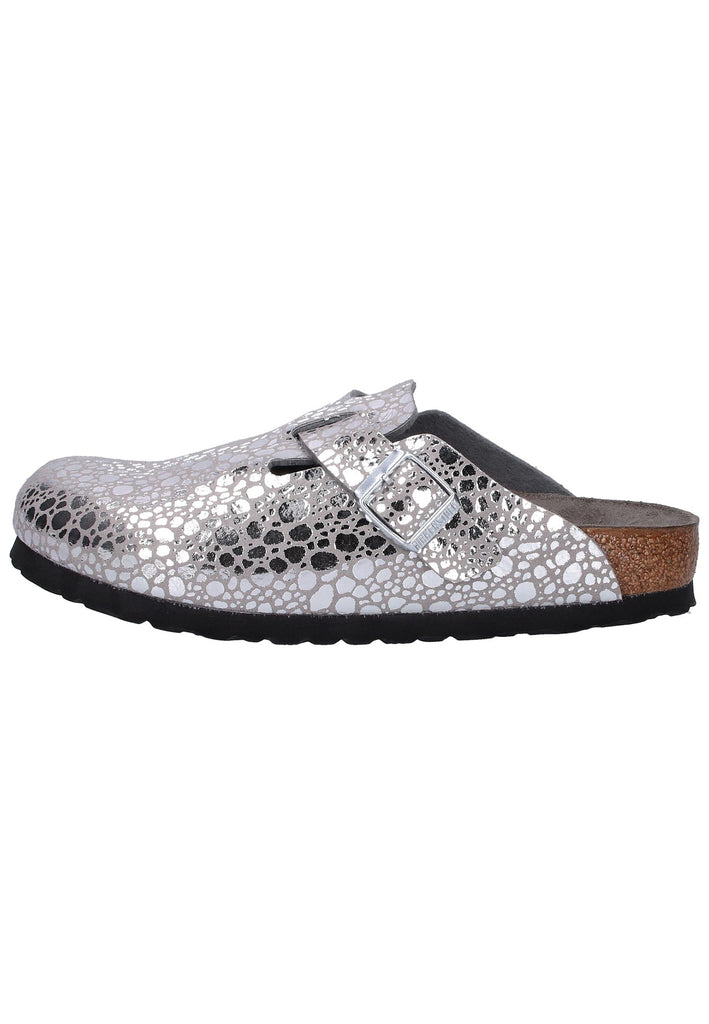 Birkenstock Clogs Birko-Flor Metallic Stones Silver Gray - surf4shoes