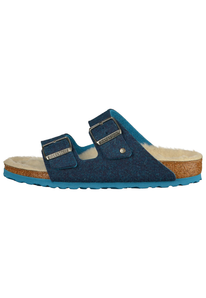Birkenstock Pantoletten Wolle Doubleface Blue - surf4shoes