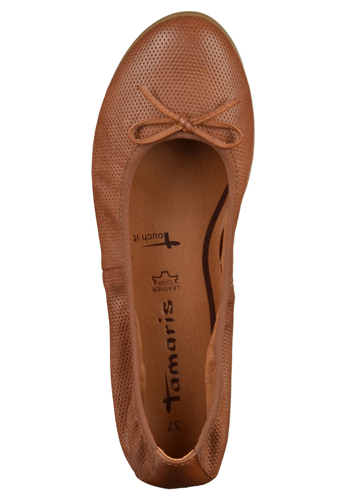 Tamaris Ballerinas Leder Cognac - surf4shoes