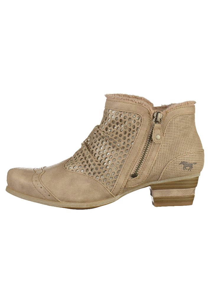 Mustang Stiefelette Lederimitat Taupe - surf4shoes