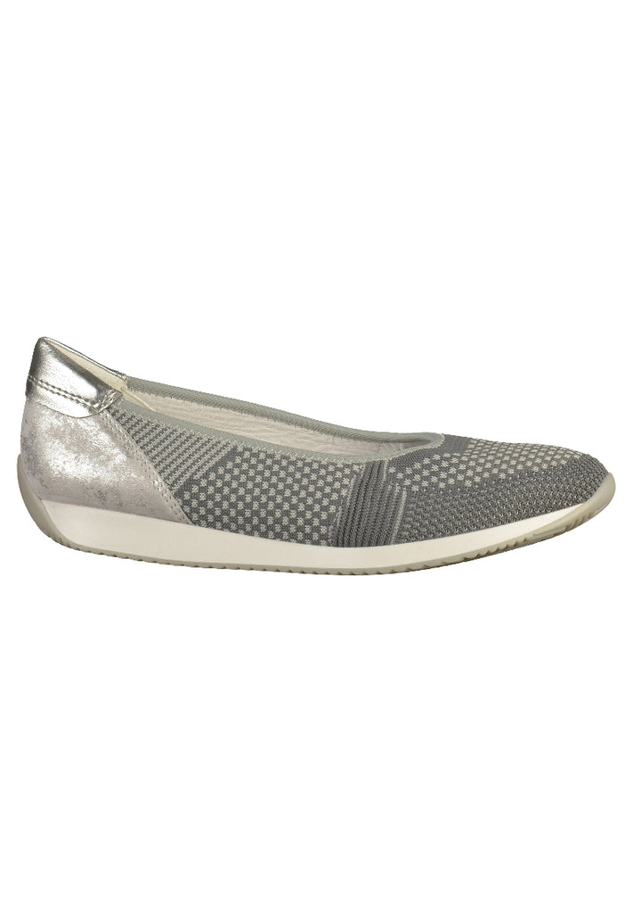 ara Ballerinas Leder Hellgrau/Silber - surf4shoes