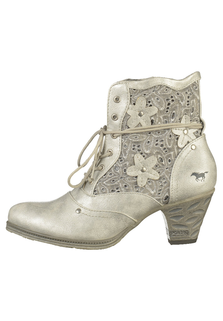 Mustang Stiefelette Lederimitat/Textil Silber - surf4shoes