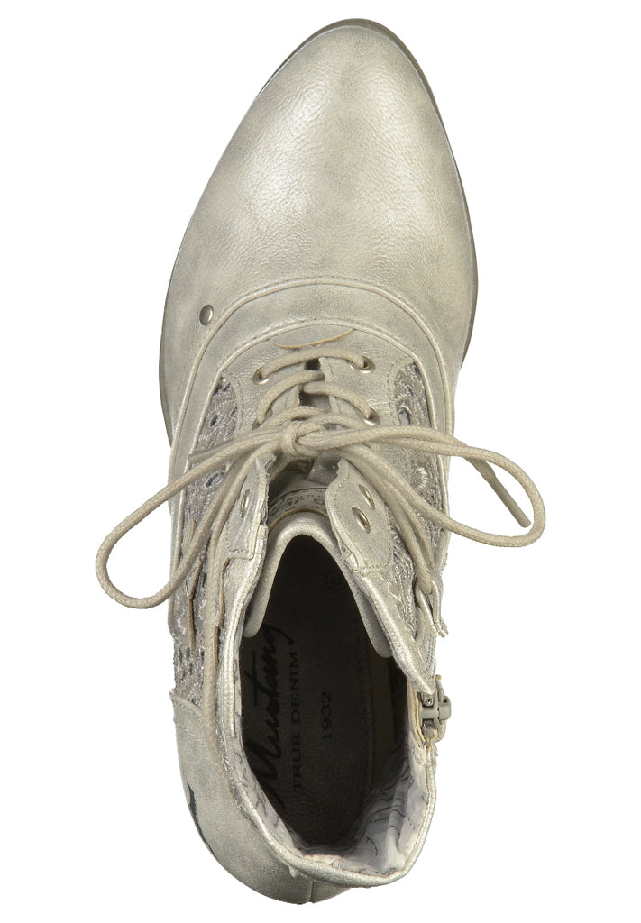 Mustang Stiefelette Lederimitat/Textil Silber - surf4shoes