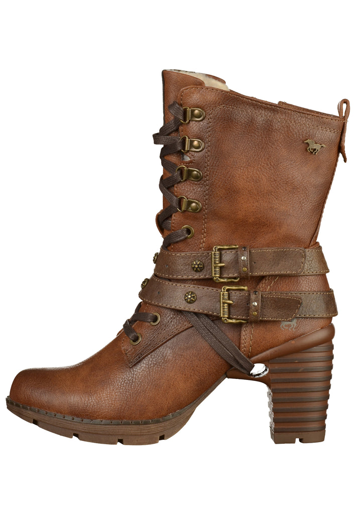 Mustang Stiefelette Lederimitat Kastanie - surf4shoes