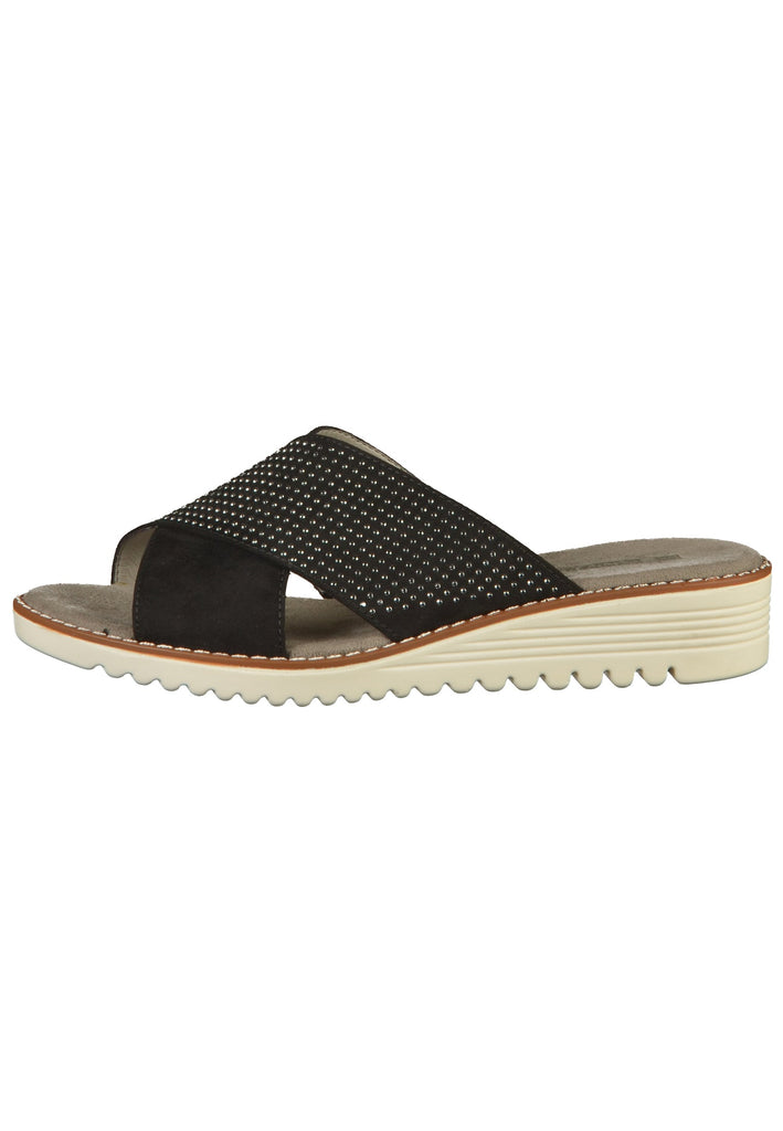 Jenny Pantoletten Textil Schwarz - surf4shoes