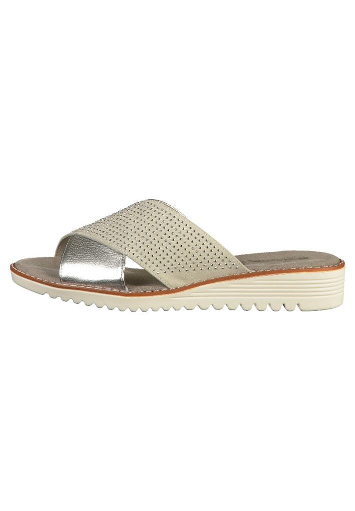 Jenny Pantoletten Textil Silber - surf4shoes