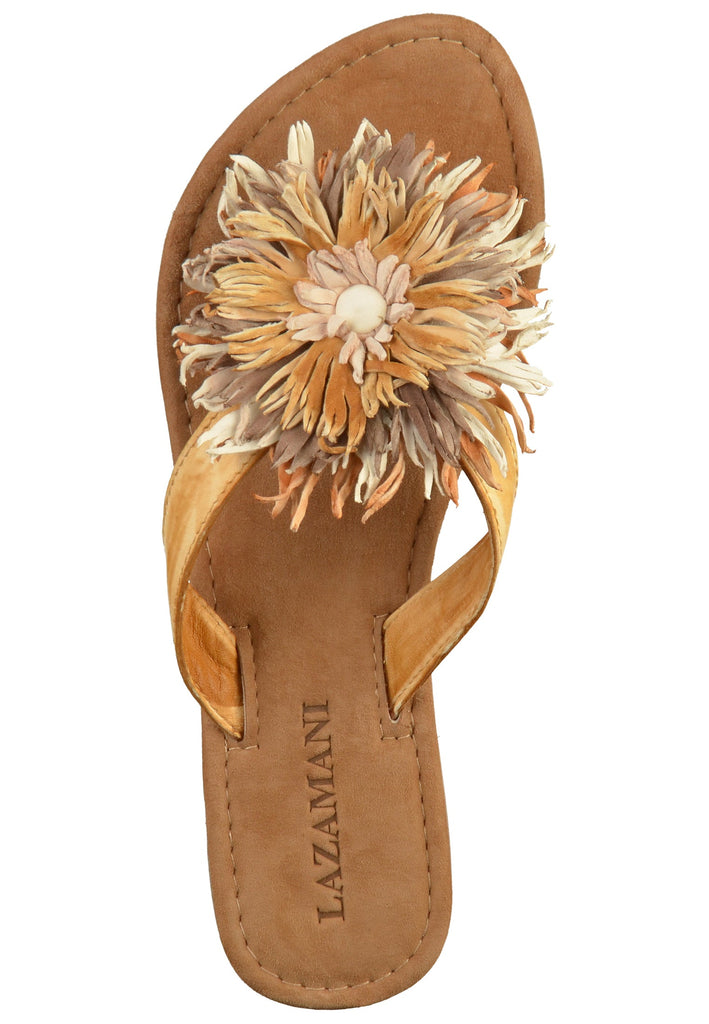 Lazamani Zehensteg Leder Beige - surf4shoes
