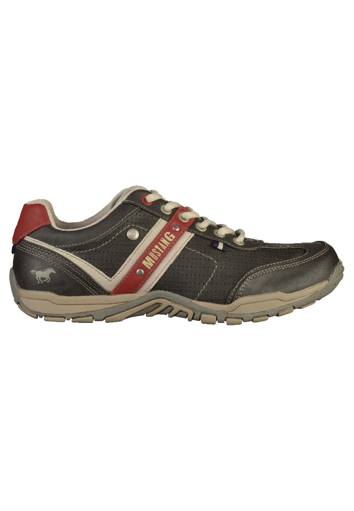 Mustang Sneaker Lederimitat Schwarz/Rot - surf4shoes