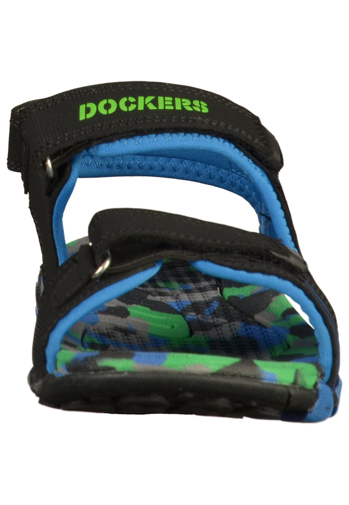 Dockers Sandalen Lederimitat/Textil Schwarz/Blau - surf4shoes