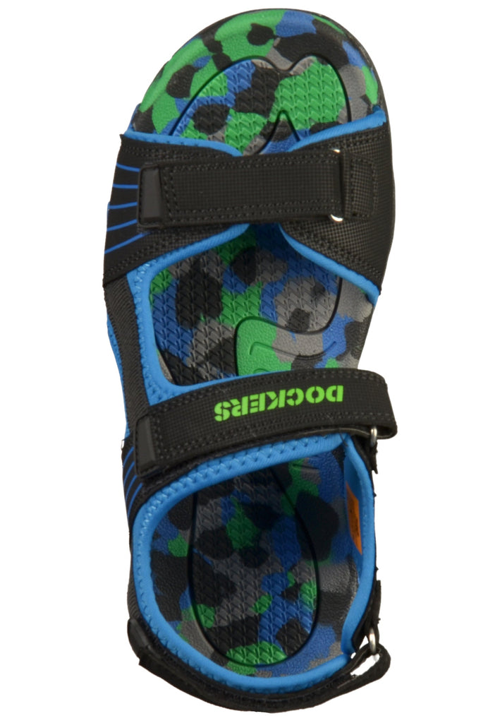 Dockers Sandalen Lederimitat/Textil Schwarz/Blau - surf4shoes