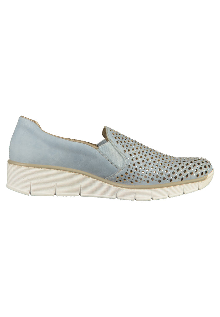 Rieker Slipper Lederimitat Hellblau - surf4shoes