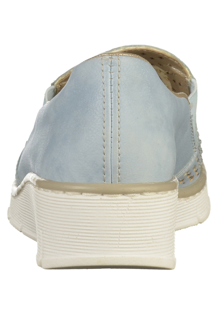 Rieker Slipper Lederimitat Hellblau - surf4shoes