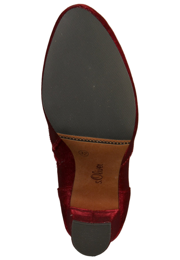 s.Oliver Stiefelette Samt Dunkelrot - surf4shoes