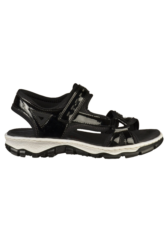 Rieker Sandalen Lederimitat Schwarz - surf4shoes