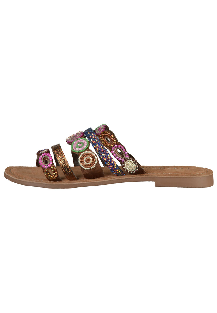 Lazamani Pantoletten Lederimitat/Textil Braun - surf4shoes