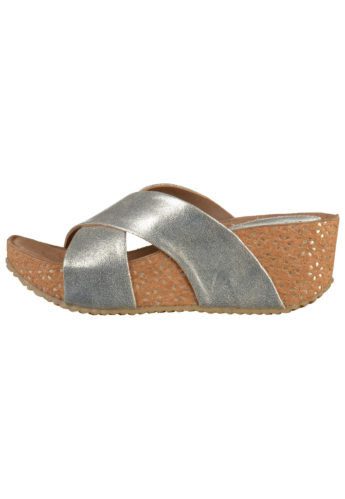 Lazamani Pantoletten Leder Silber - surf4shoes