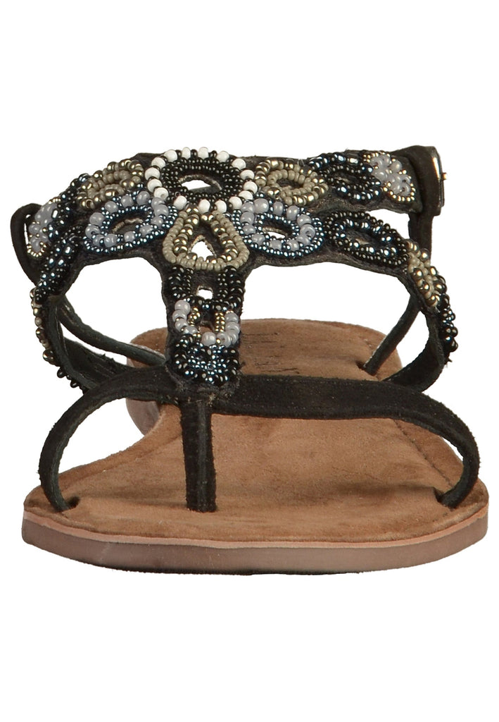 Lazamani Zehensteg Leder/Textil Schwarz - surf4shoes