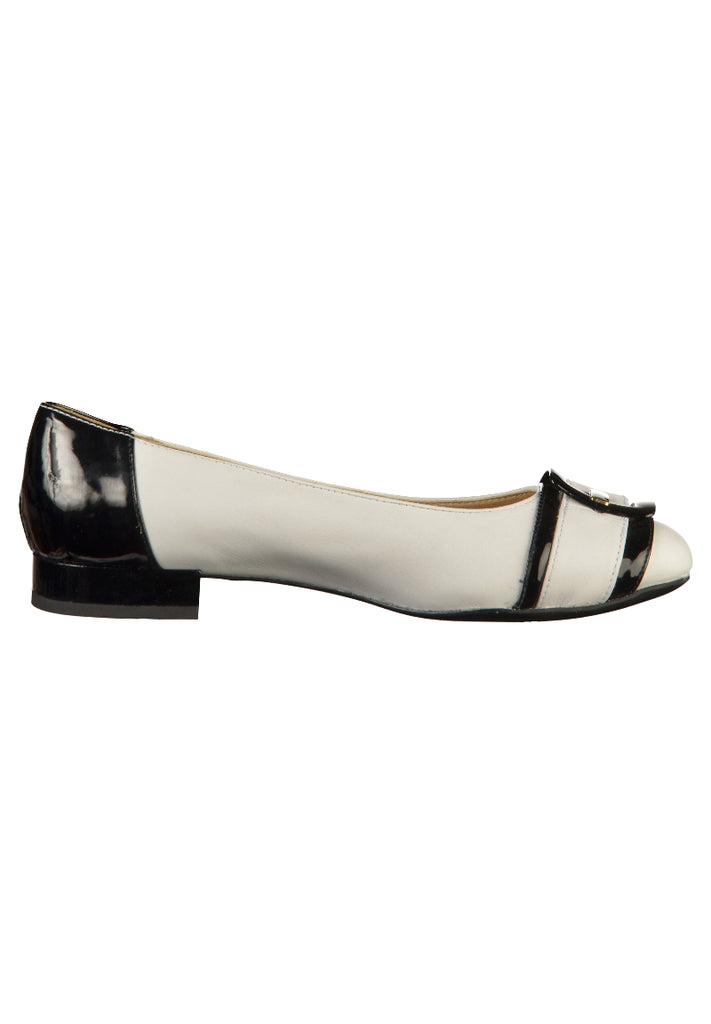 Geox Ballerinas Leder Weiß/Schwarz - surf4shoes