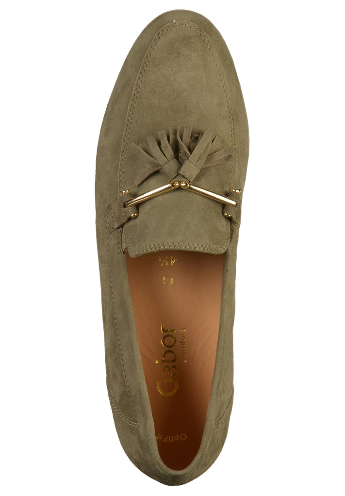 Gabor Slipper Veloursleder Oliv - surf4shoes