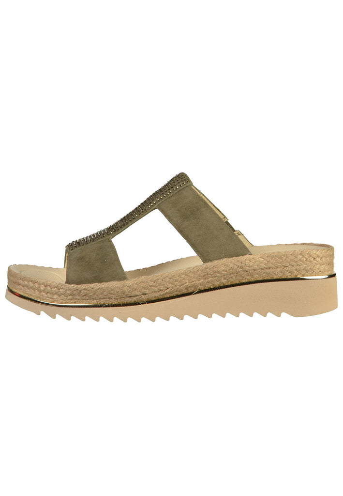 Gabor Pantoletten Nubukleder Oliv - surf4shoes