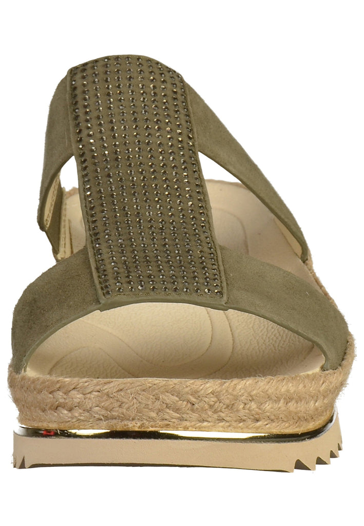Gabor Pantoletten Nubukleder Oliv - surf4shoes