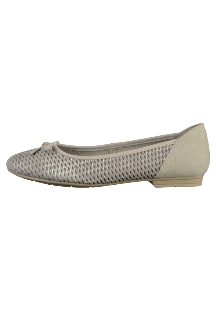 Jana Ballerinas Leder/Textil Grau/Silber - surf4shoes