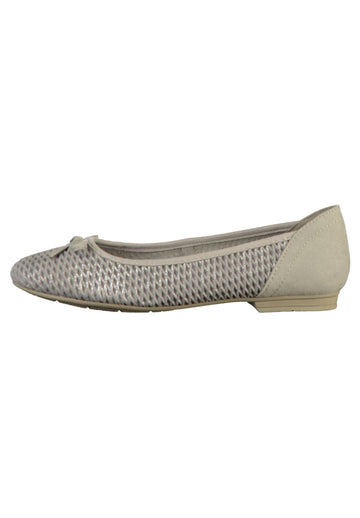 Jana Ballerinas Leder/Textil Grau/Silber - surf4shoes