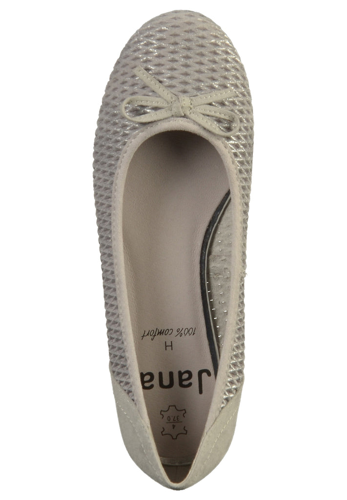 Jana Ballerinas Leder/Textil Grau/Silber - surf4shoes