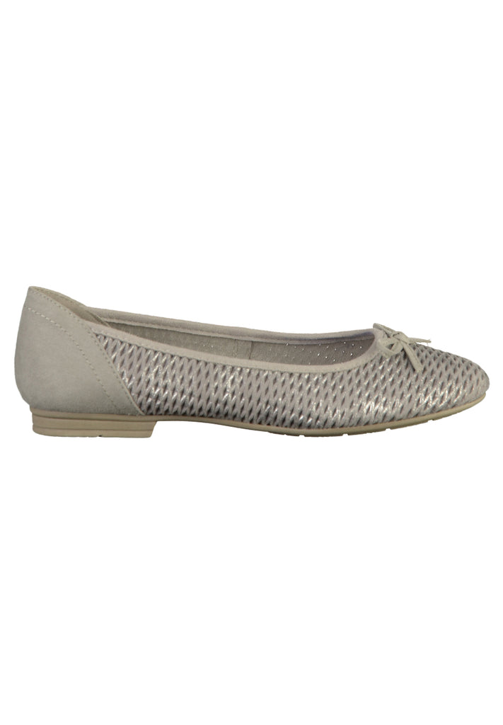 Jana Ballerinas Leder/Textil Grau/Silber - surf4shoes