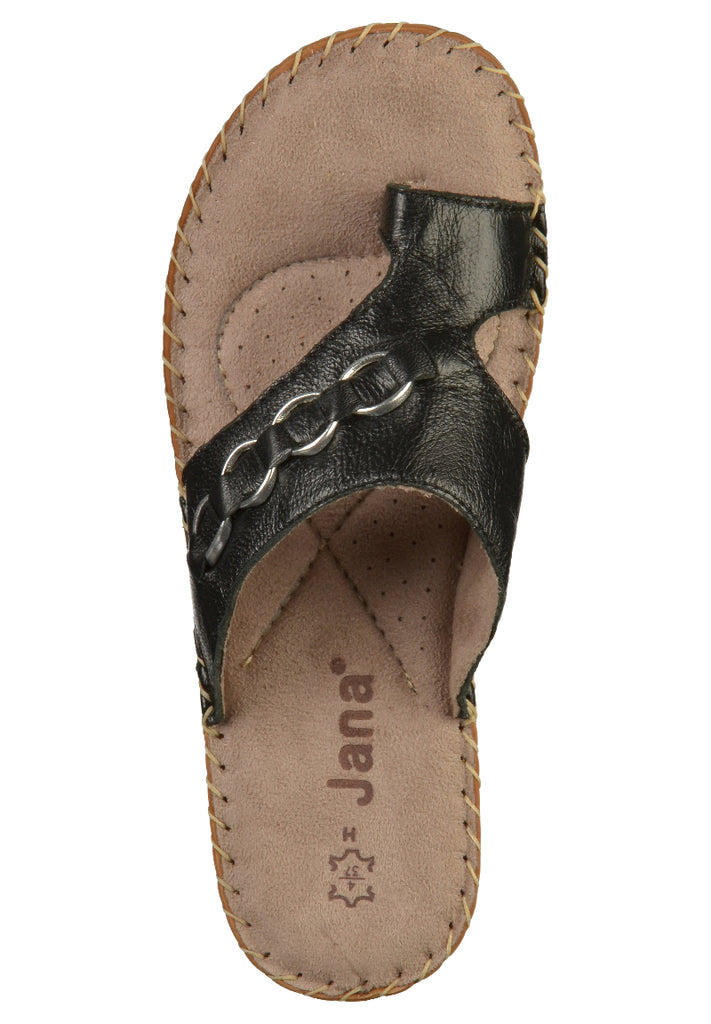 Jana Pantoletten Leder Schwarz - surf4shoes