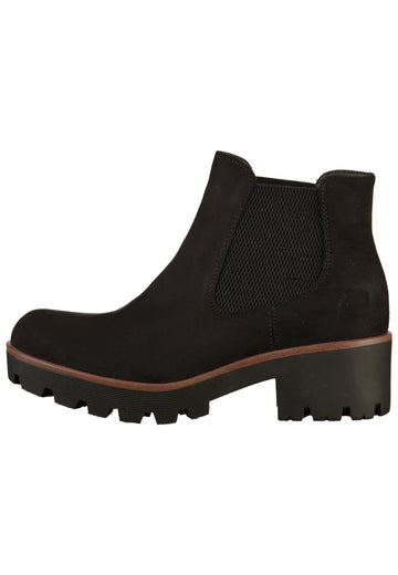 Rieker Stiefelette Lederimitat Schwarz - surf4shoes