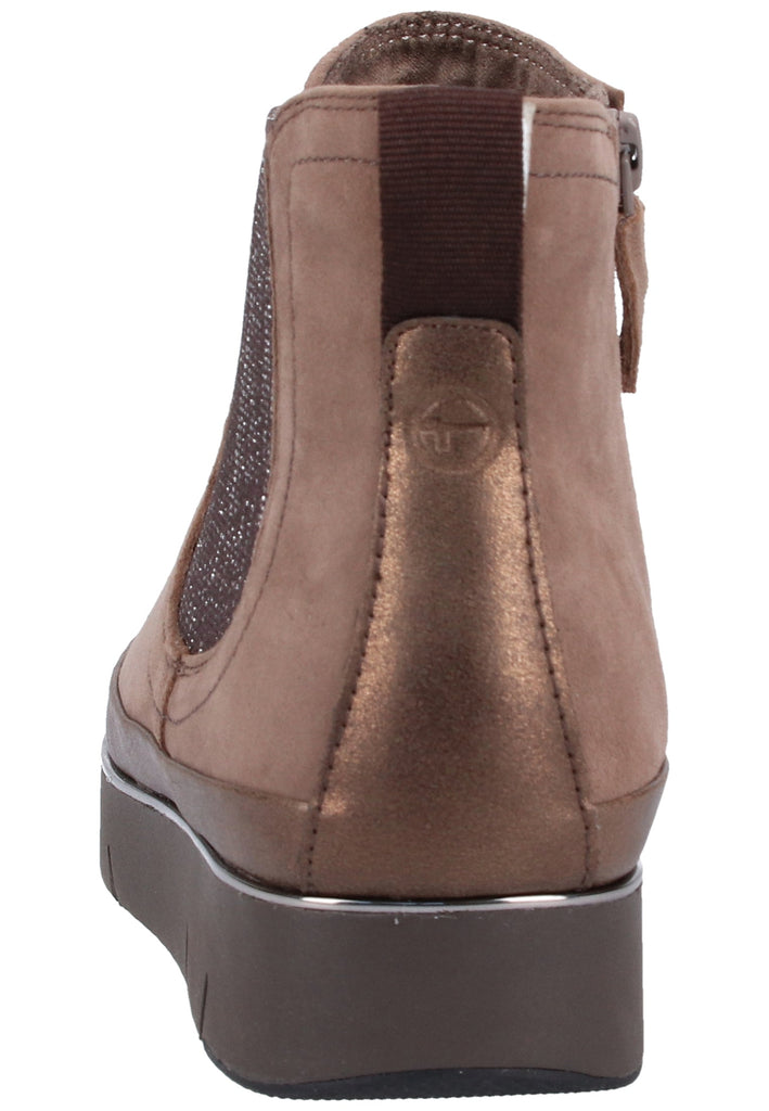 Tamaris Stiefelette Veloursleder/Textil Taupe Warmfutter - surf4shoes