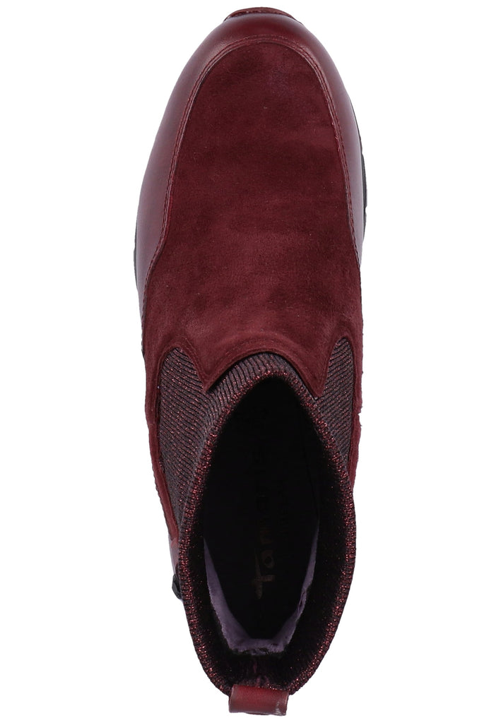 Tamaris Stiefelette Veloursleder Bordeaux - surf4shoes