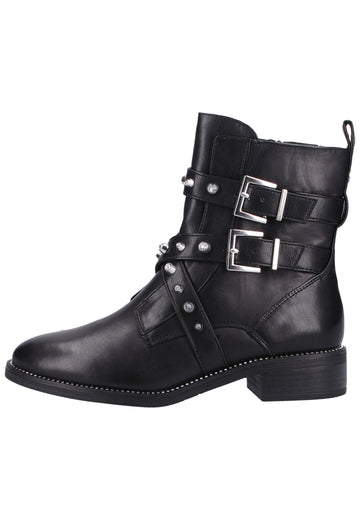 Tamaris Stiefelette Leder/Synthetik Schwarz/Schwarz - surf4shoes