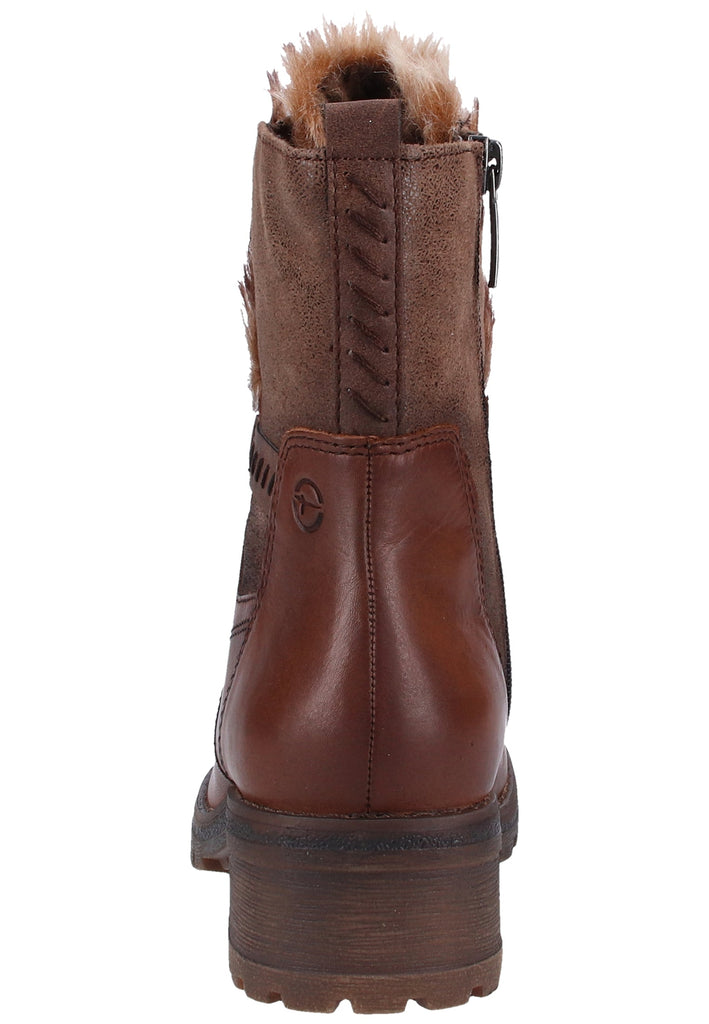 Tamaris Stiefelette Leder/Textil Dunkelbraun Warmfutter - surf4shoes