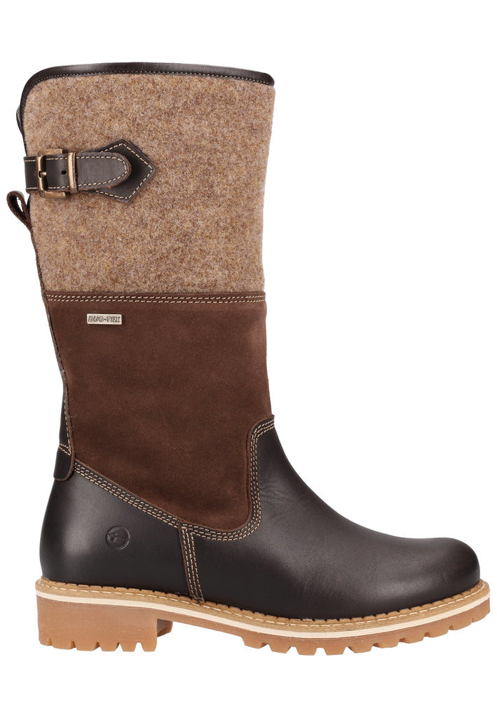 Tamaris Stiefel Leder/Textil Mocca Warmfutter - surf4shoes