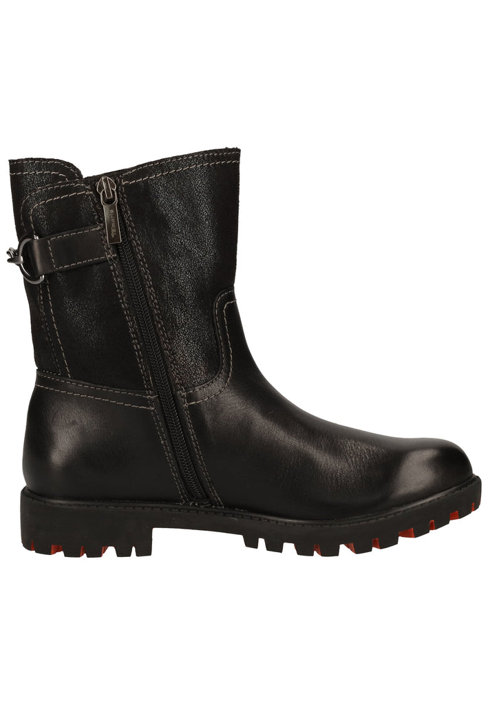 Tamaris Stiefelette Leder/Textil Schwarz/Orange Warmfutter - surf4shoes