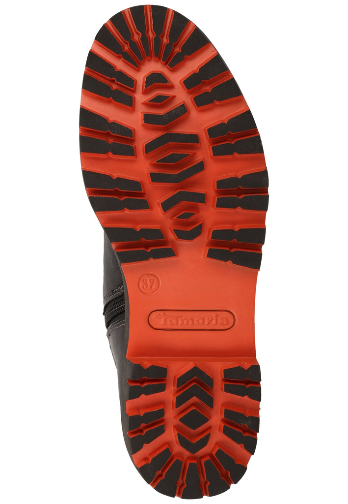 Tamaris Stiefelette Leder/Textil Schwarz/Orange Warmfutter - surf4shoes