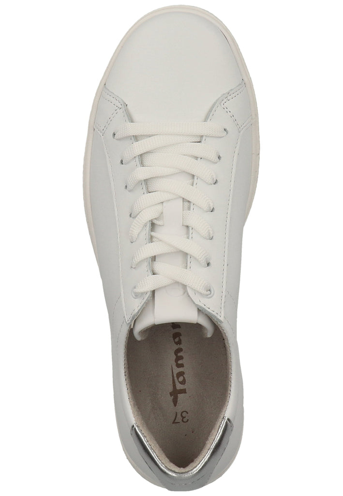 Tamaris Sneaker Glattleder Weiß/Silber - surf4shoes