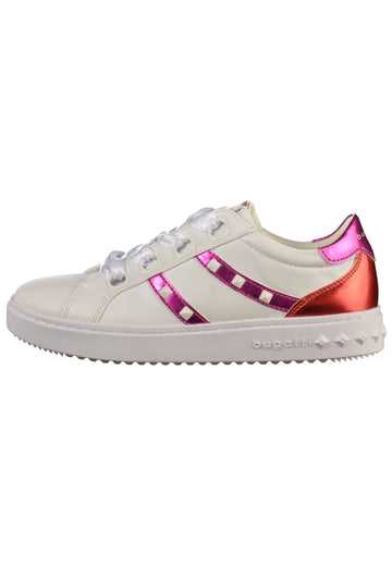 Bugatti Sneaker Lederimitat Weiß/Pink - surf4shoes