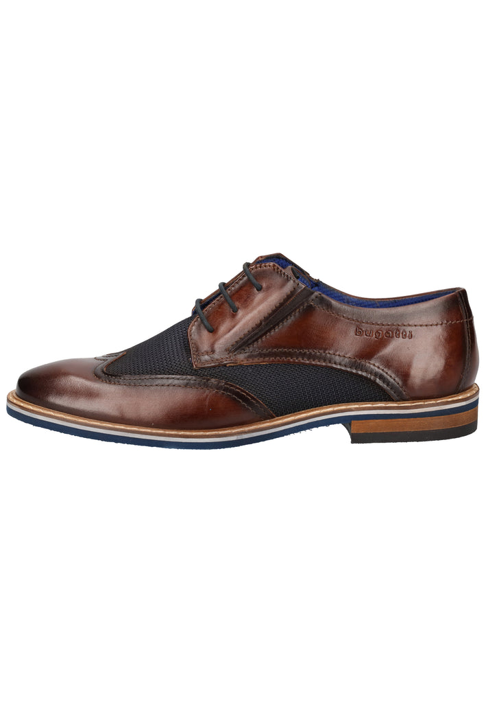 Bugatti Businessschuhe Leder/Textil Braun/Blau - surf4shoes