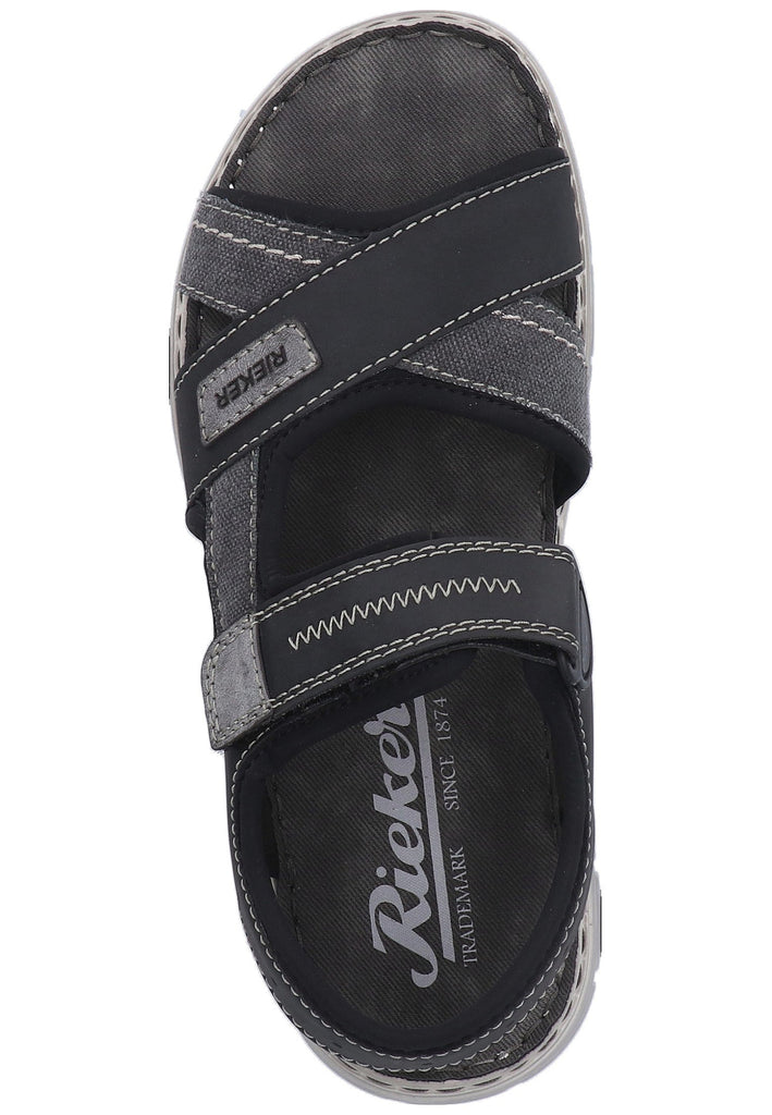 Rieker Sandalen Lederimitat Grau/Schwarz - surf4shoes