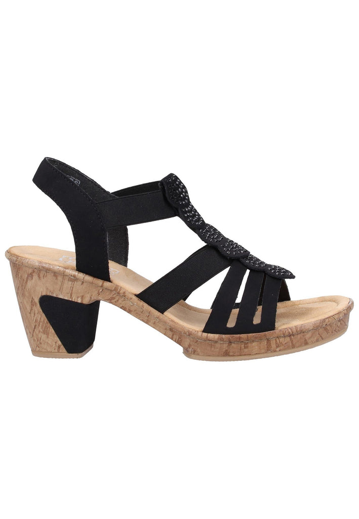 Rieker Sandalen Lederimitat Schwarz - surf4shoes
