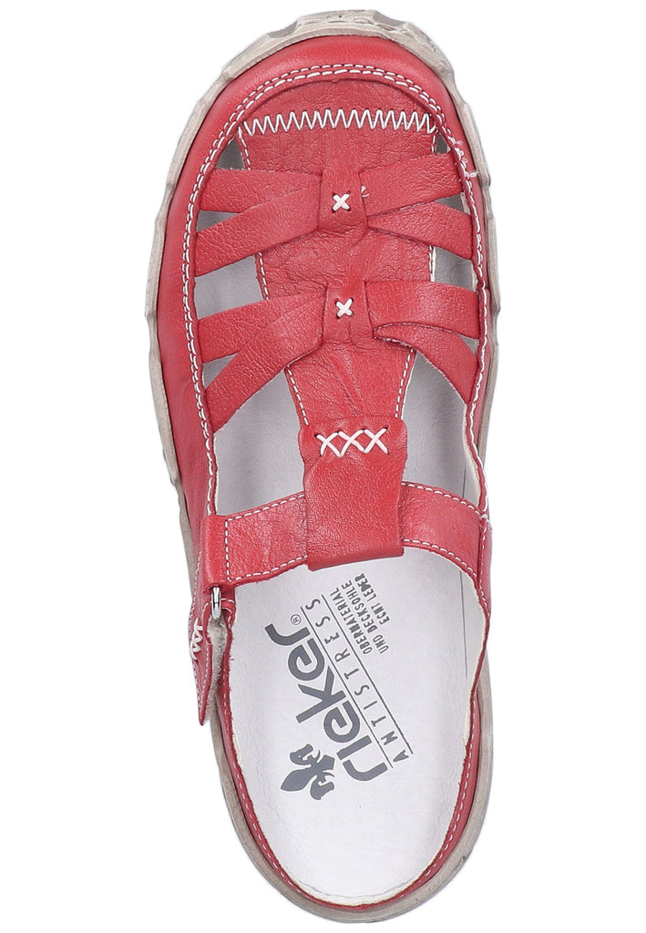 Rieker Pantoletten Glattleder Rot - surf4shoes