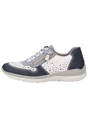 Rieker Sneaker Lederimitat Blau/Silber - surf4shoes