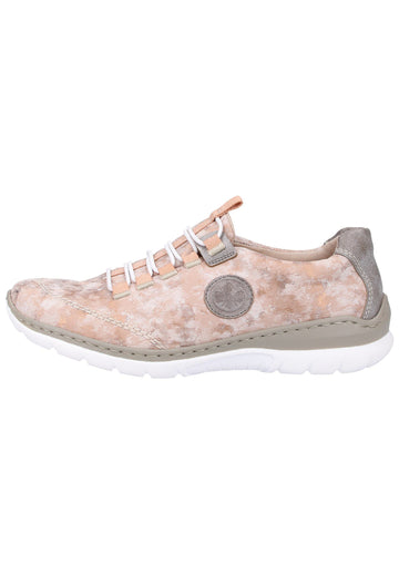 Rieker Halbschuhe Lederimitat Rosa/Grau - surf4shoes