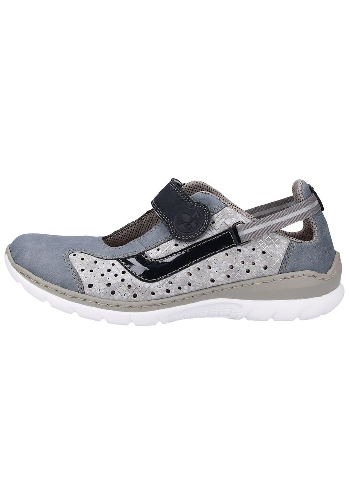 Rieker Halbschuhe Lederimitat Silber/Blau - surf4shoes