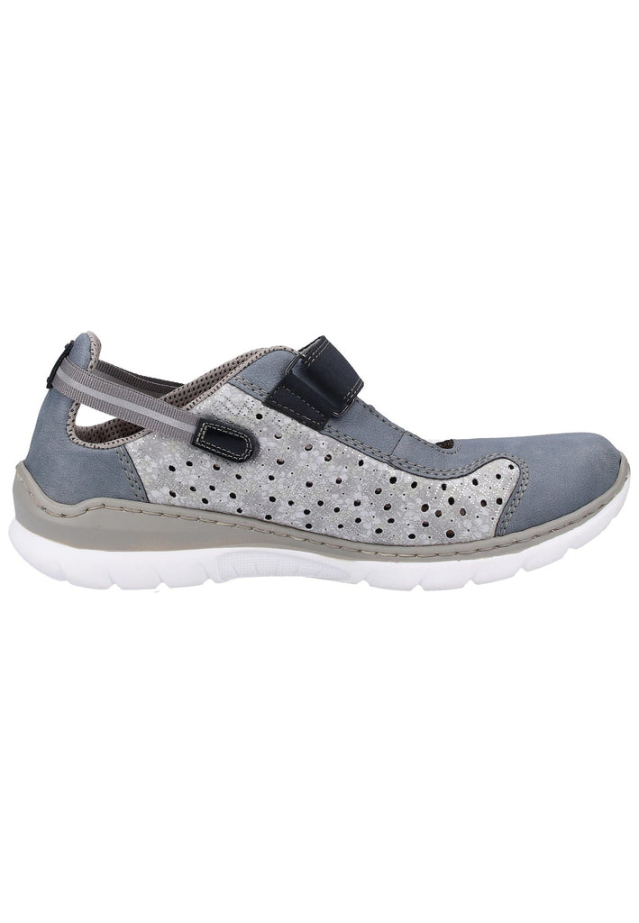 Rieker Halbschuhe Lederimitat Silber/Blau - surf4shoes