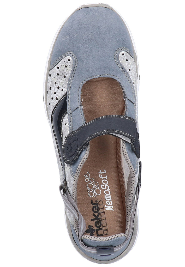 Rieker Halbschuhe Lederimitat Silber/Blau - surf4shoes