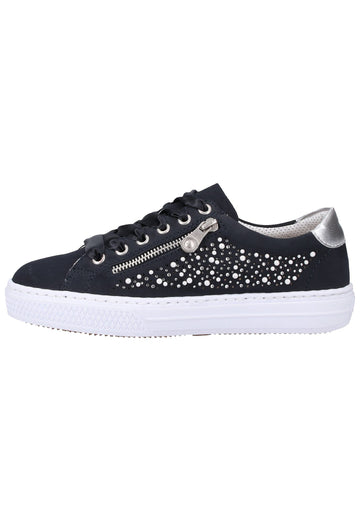 Rieker Sneaker Lederimitat Blau/Silber - surf4shoes